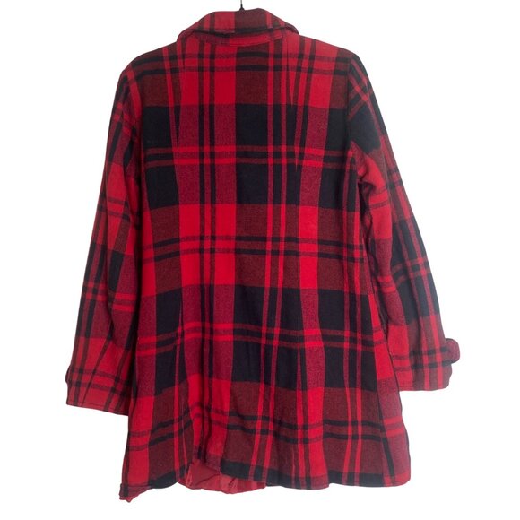 BB Dakota Coat Womens XL Plaid Cotton Blend Skull Button Grunge Tweed Pea Coat - Picture 2 of 12